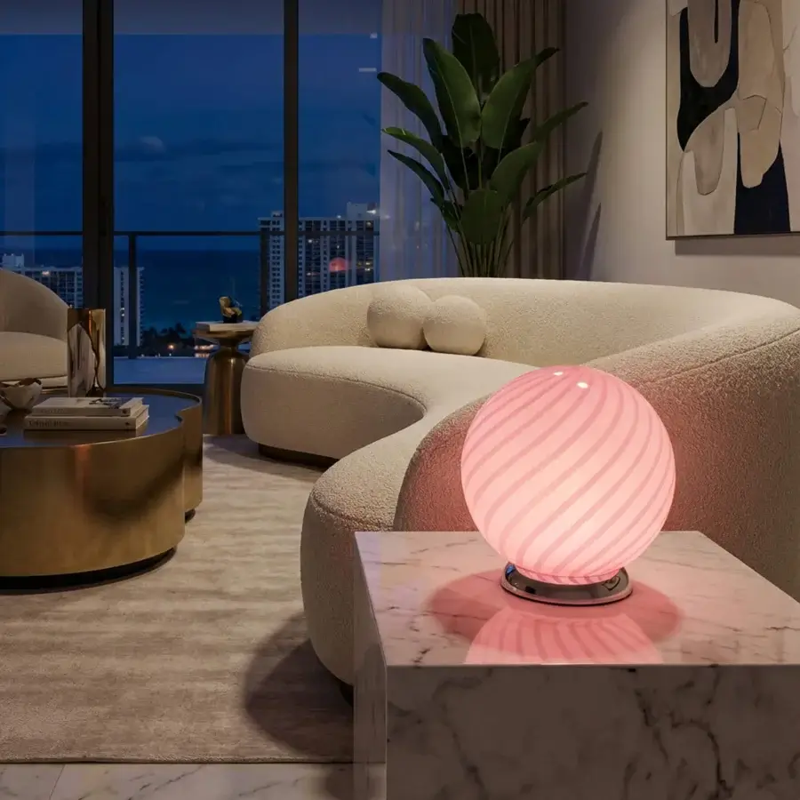 1295 Murano Candy Table Lamp - Pink #7