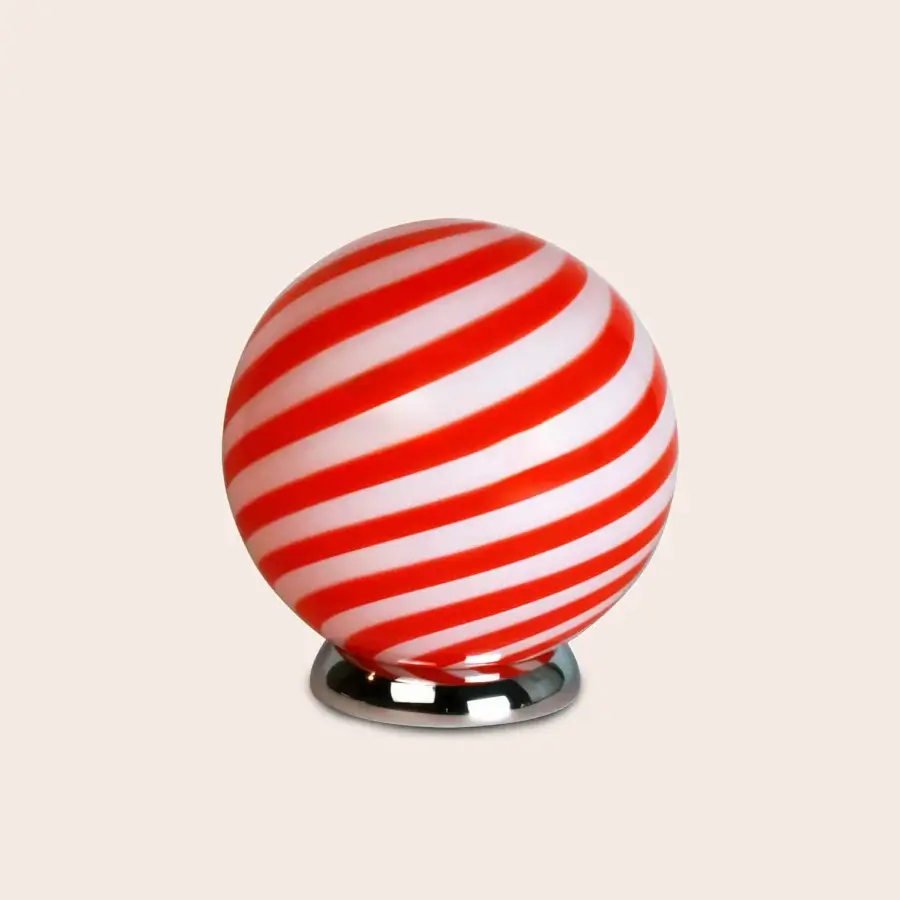 1295 Murano Candy Table Lamp - Red & White #1