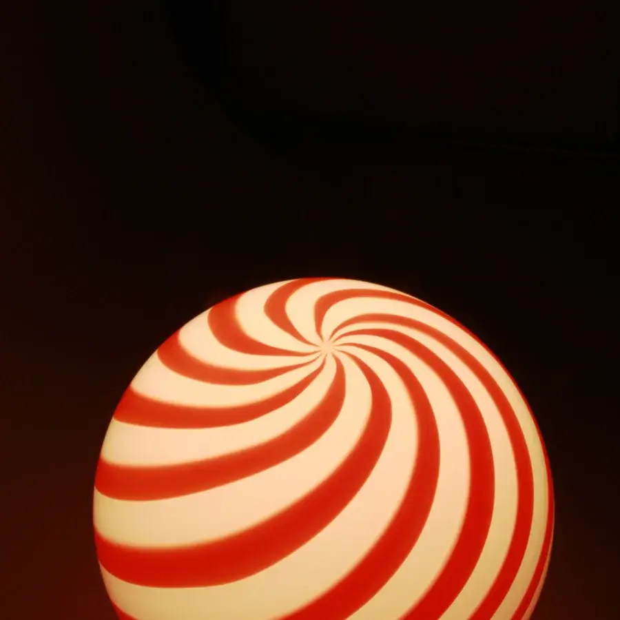 1295 Murano Candy Table Lamp - Red & White #4