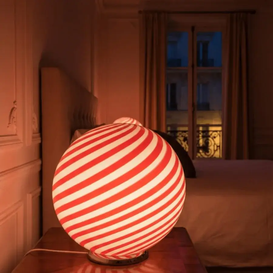1295 Murano Candy Table Lamp - Red & White #10