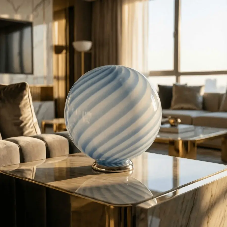 1295 Murano Candy Table Lamp - Light Blue #5