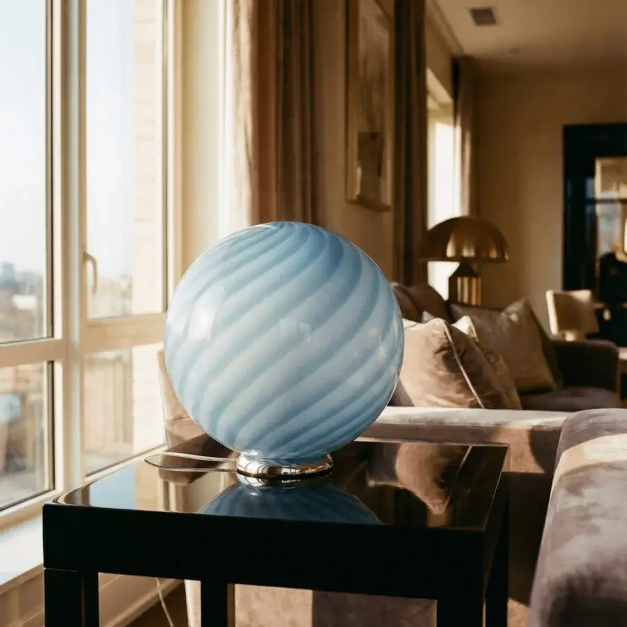 1295 Murano Candy Table Lamp - Light Blue #6