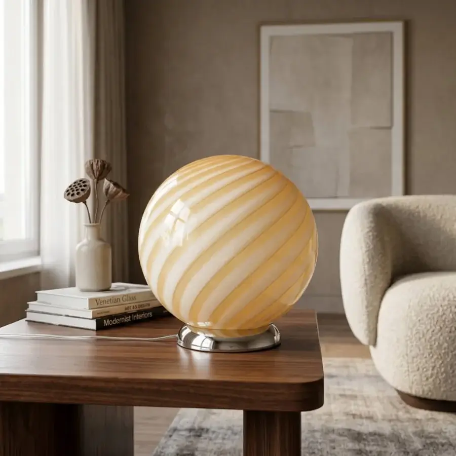 1295 Murano Candy Table Lamp - Butter #6