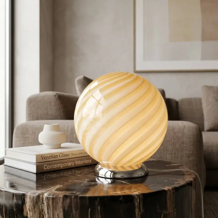 1295 Murano Candy Table Lamp - Butter #7