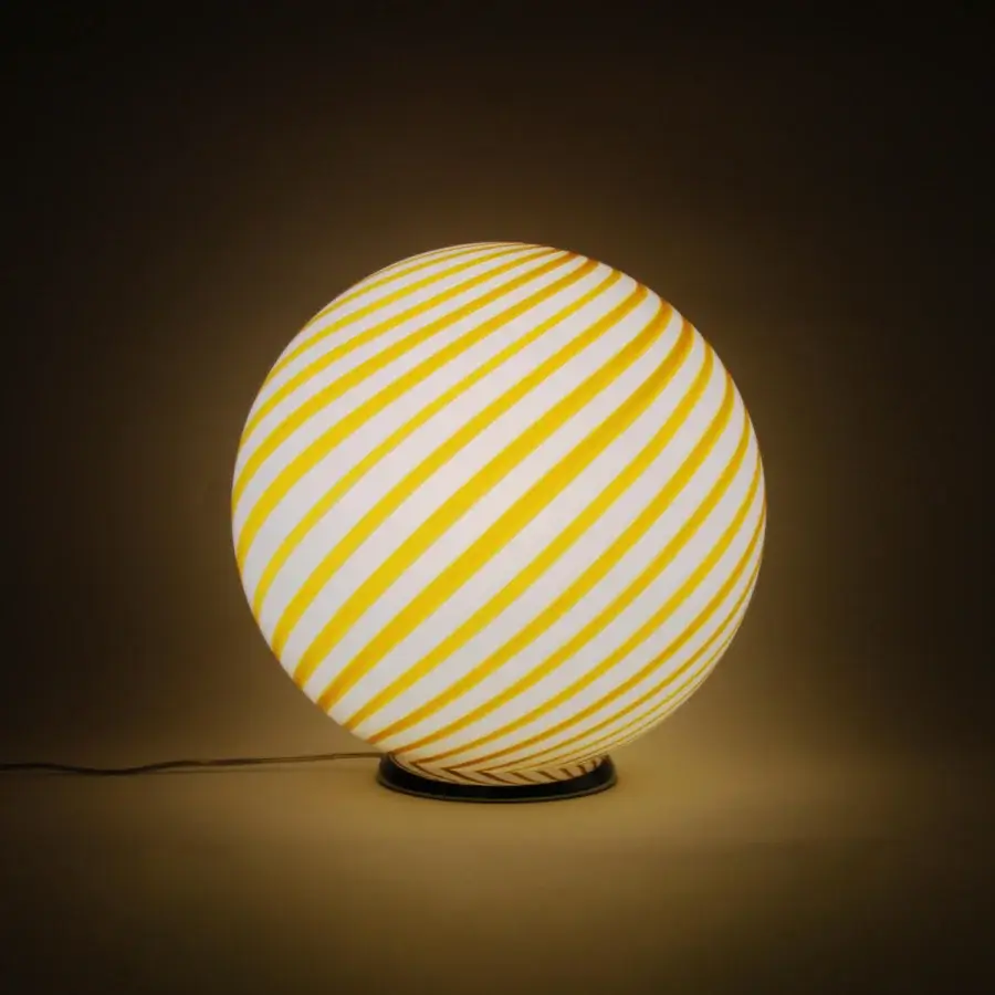 1295 Murano Candy Table Lamp - White & Yellow #2