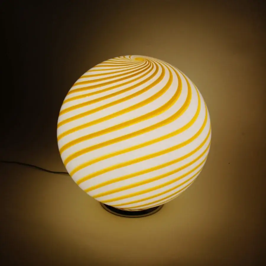 1295 Murano Candy Table Lamp - White & Yellow #3
