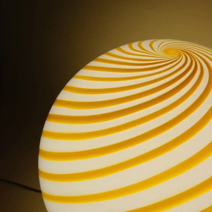 1295 Murano Candy Table Lamp - White & Yellow #4