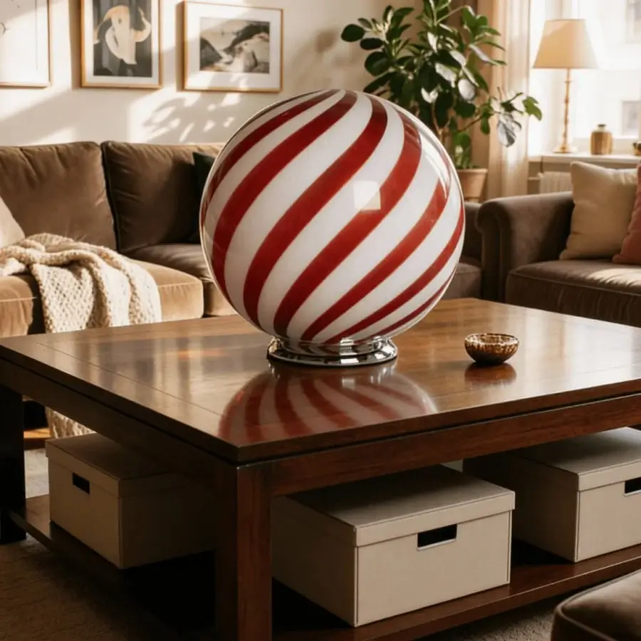 1295 Murano Candy Table Lamp - Wild Cherry #7