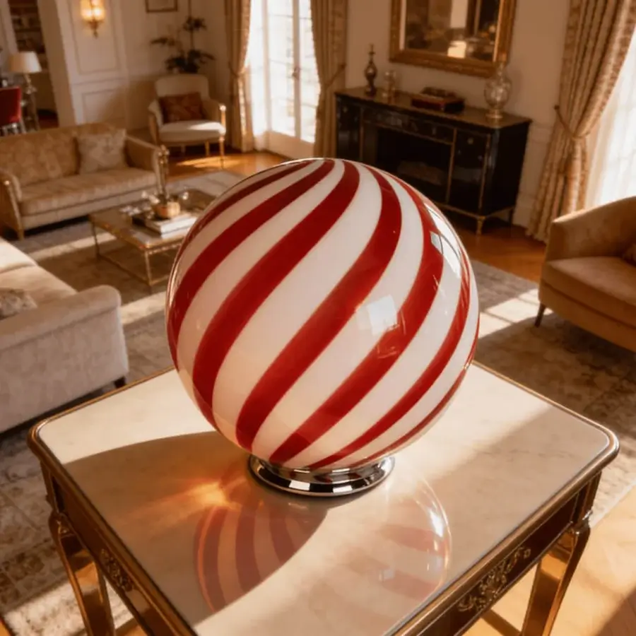 1295 Murano Candy Table Lamp - Wild Cherry #8