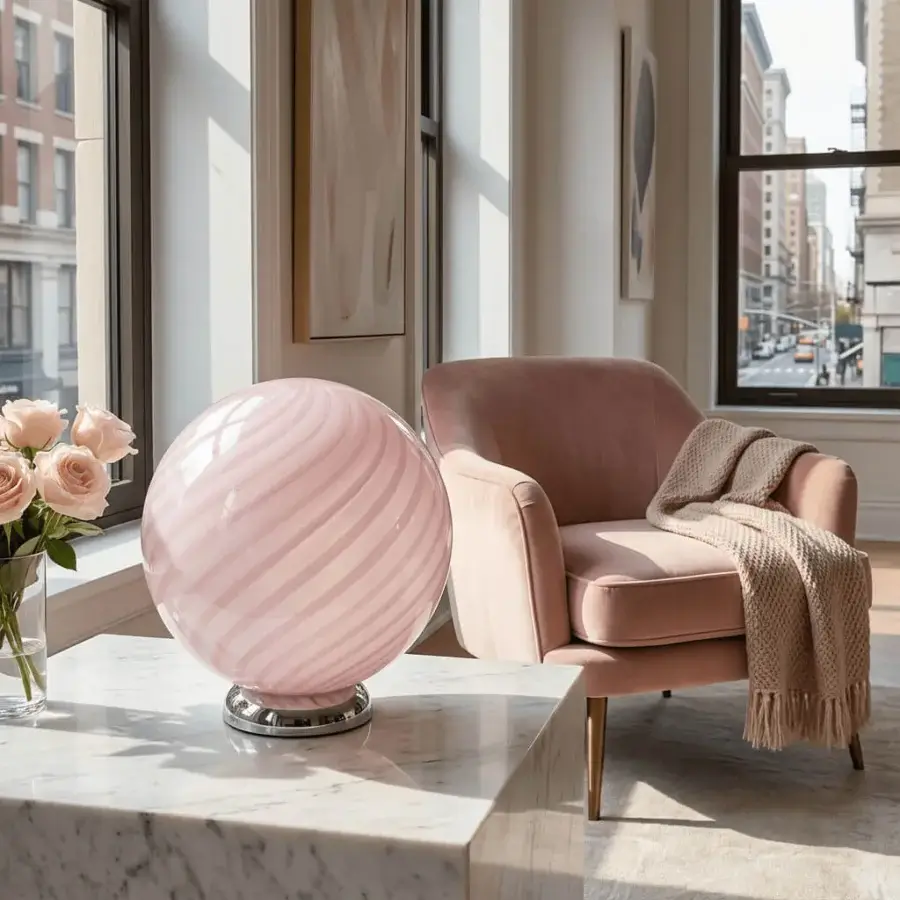 1295 Murano Candy Table Lamp - Marshmallow Pink #5