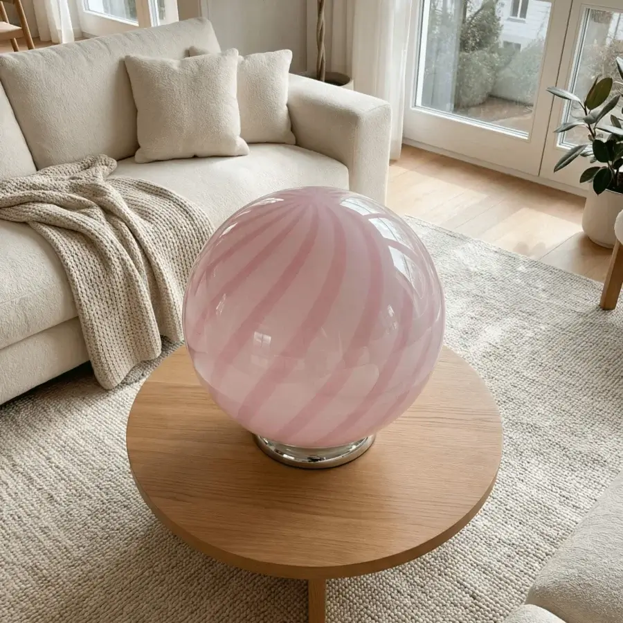 1295 Murano Candy Table Lamp - Marshmallow Pink #6
