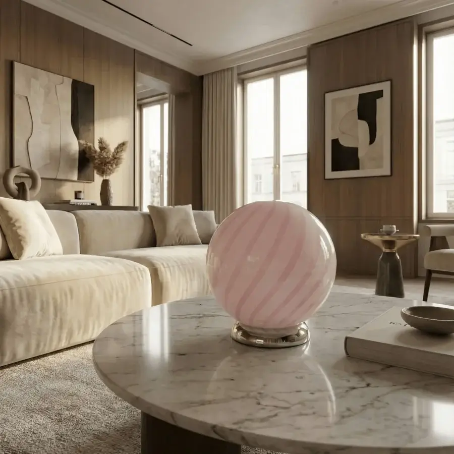 1295 Murano Candy Table Lamp - Marshmallow Pink #7