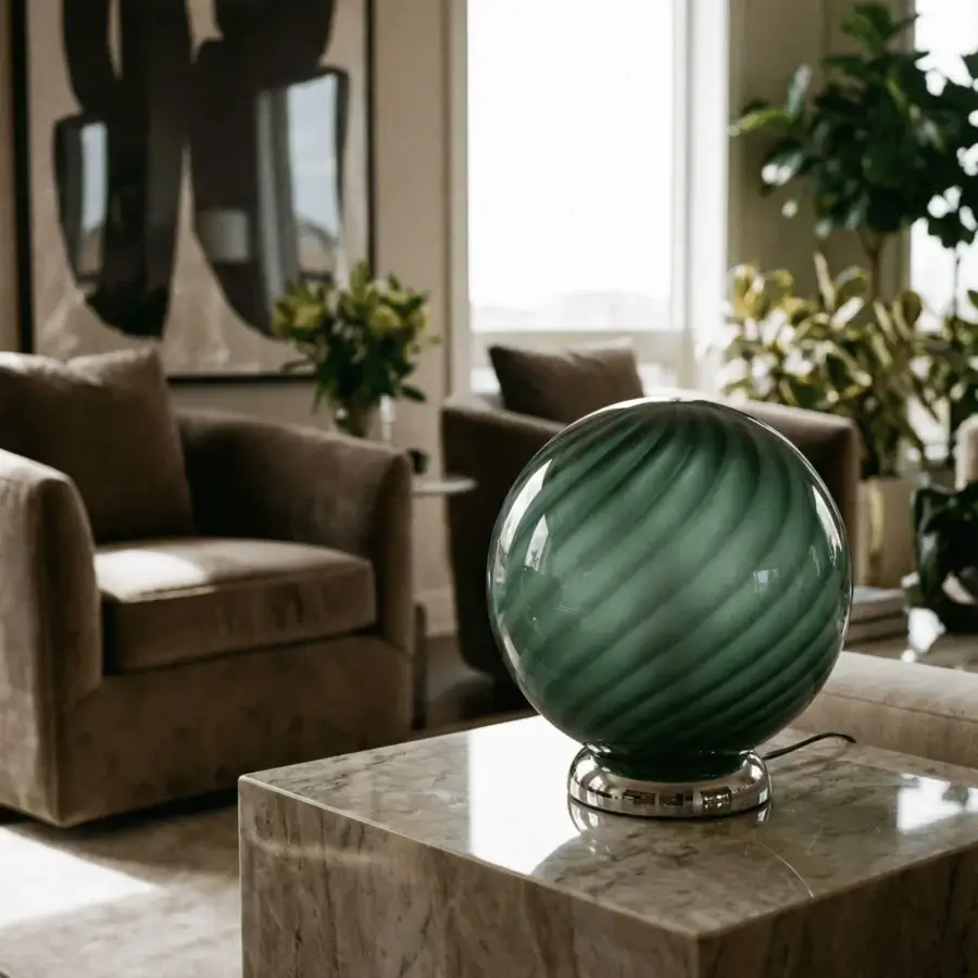 1295 Murano Candy Table Lamp - Sage Green #7