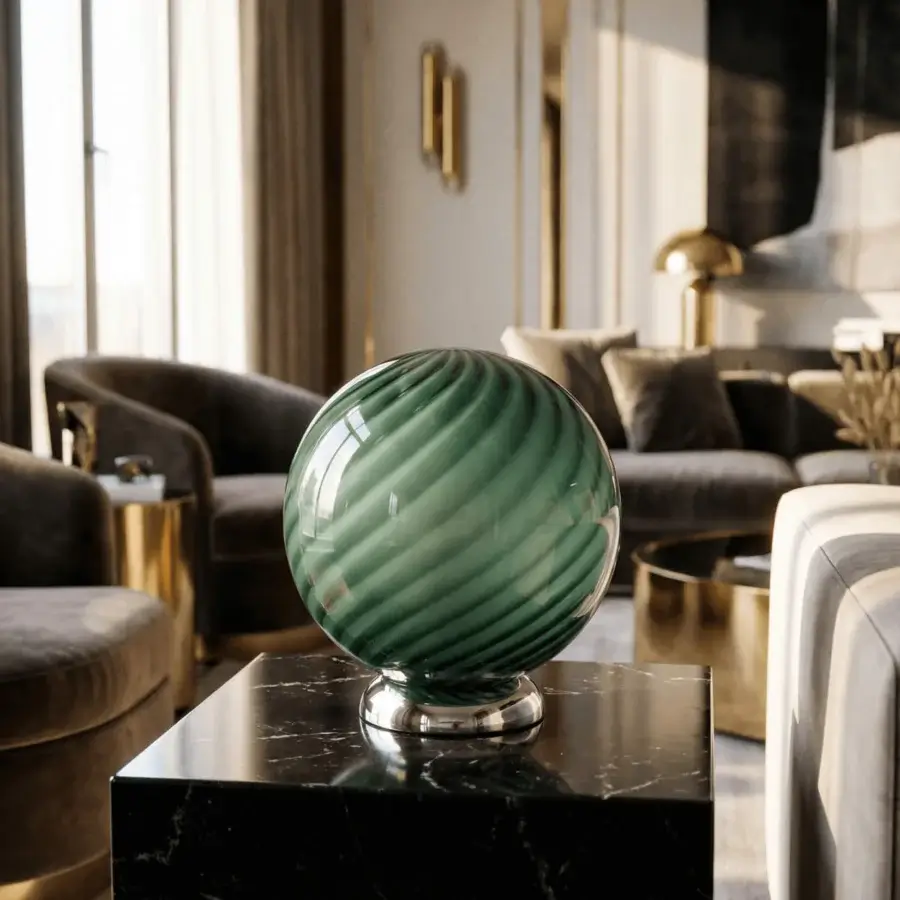 1295 Murano Candy Table Lamp - Sage Green #8