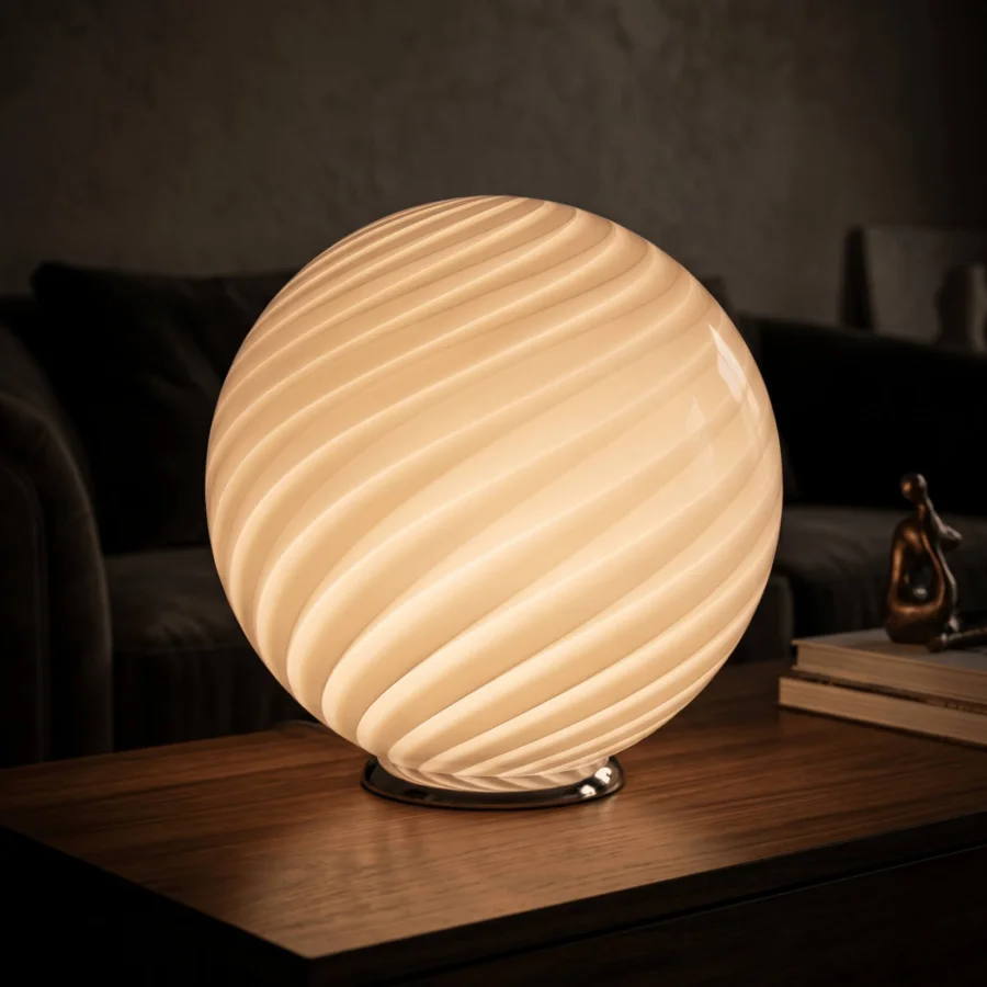 1295 Murano Candy Table Lamp - Peach #3