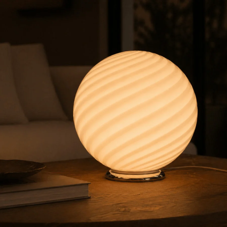 1295 Murano Candy Table Lamp - Peach #4