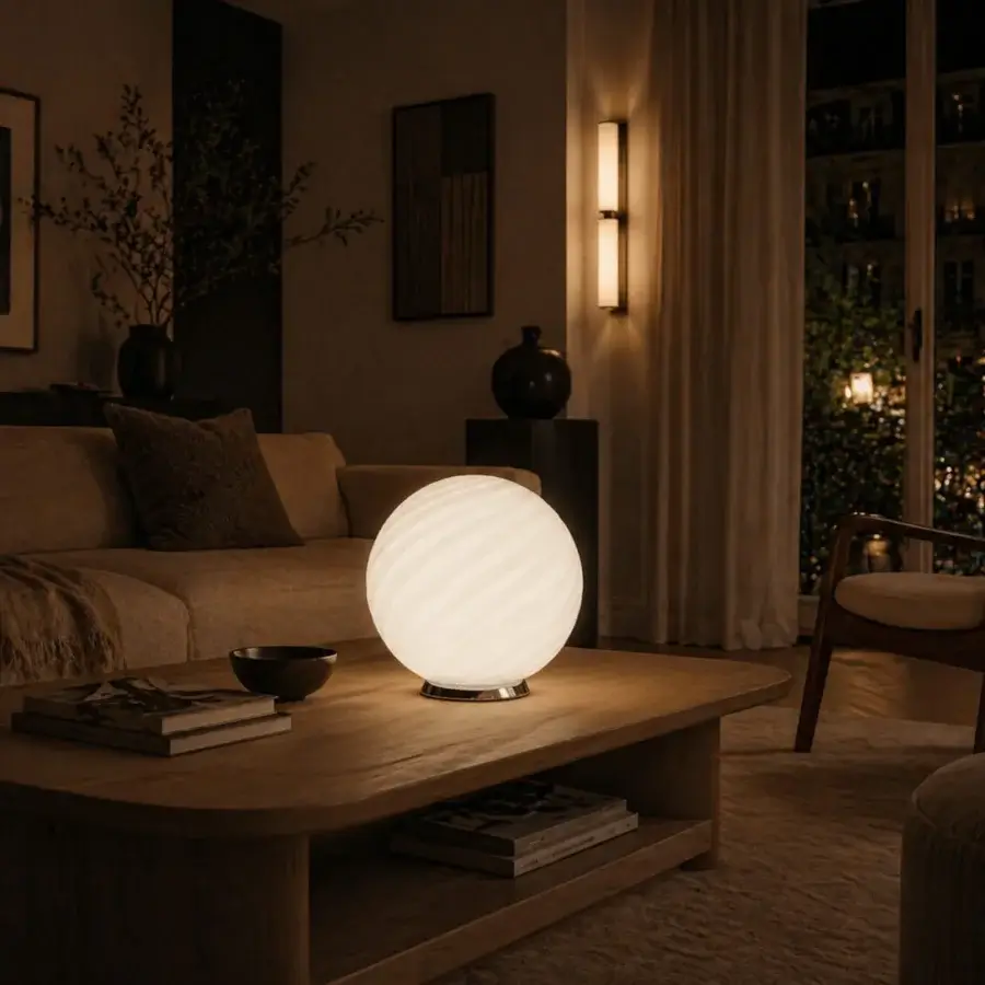 1295 Murano Candy Table Lamp - White #5
