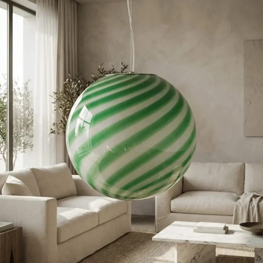 1295 Murano Candy Suspension Lamp - Green Mint #4
