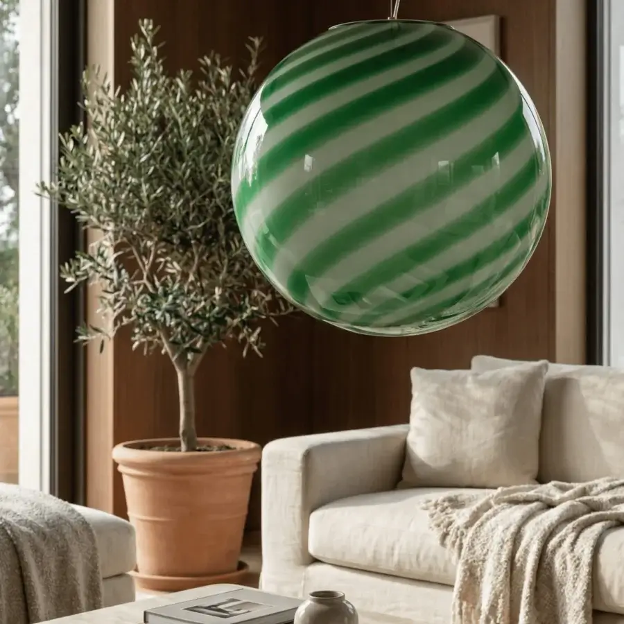 1295 Murano Candy Suspension Lamp - Green Mint #5