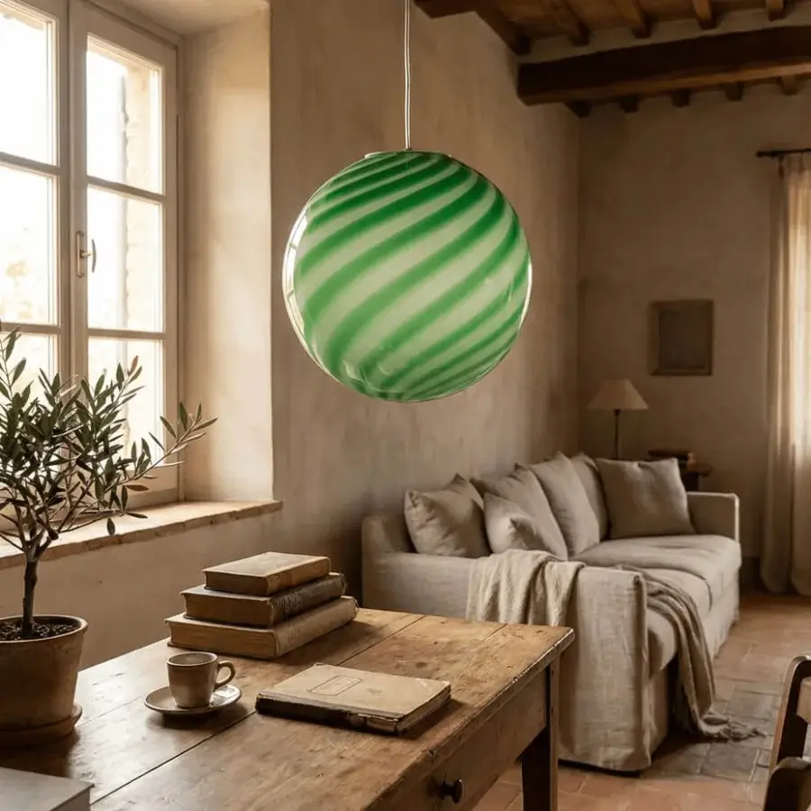 1295 Murano Candy Suspension Lamp - Green Mint #6
