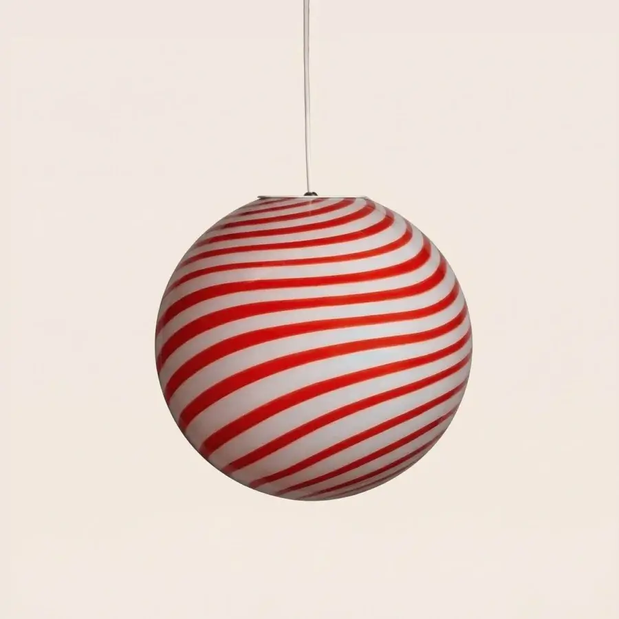 1295 Murano Candy Suspension Lamp - Red & White #1