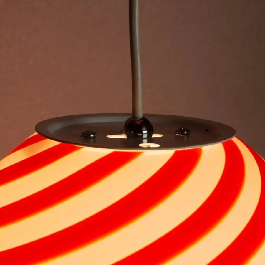 1295 Murano Candy Suspension Lamp - Red & White #3