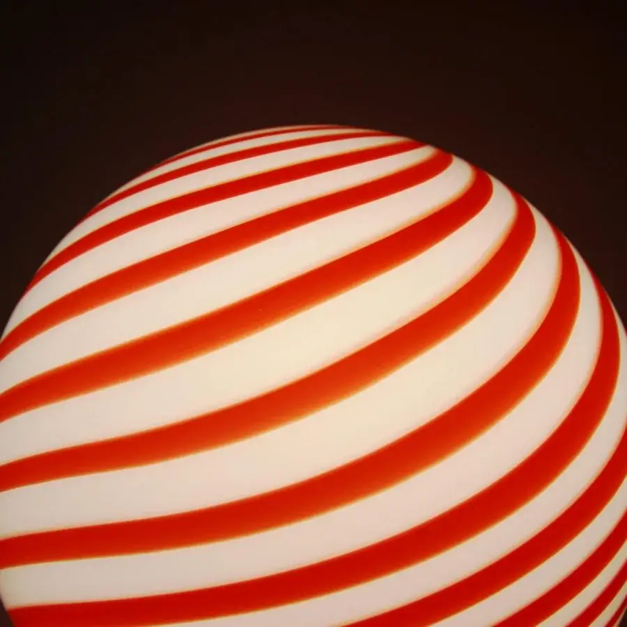 1295 Murano Candy Suspension Lamp - Red & White #4
