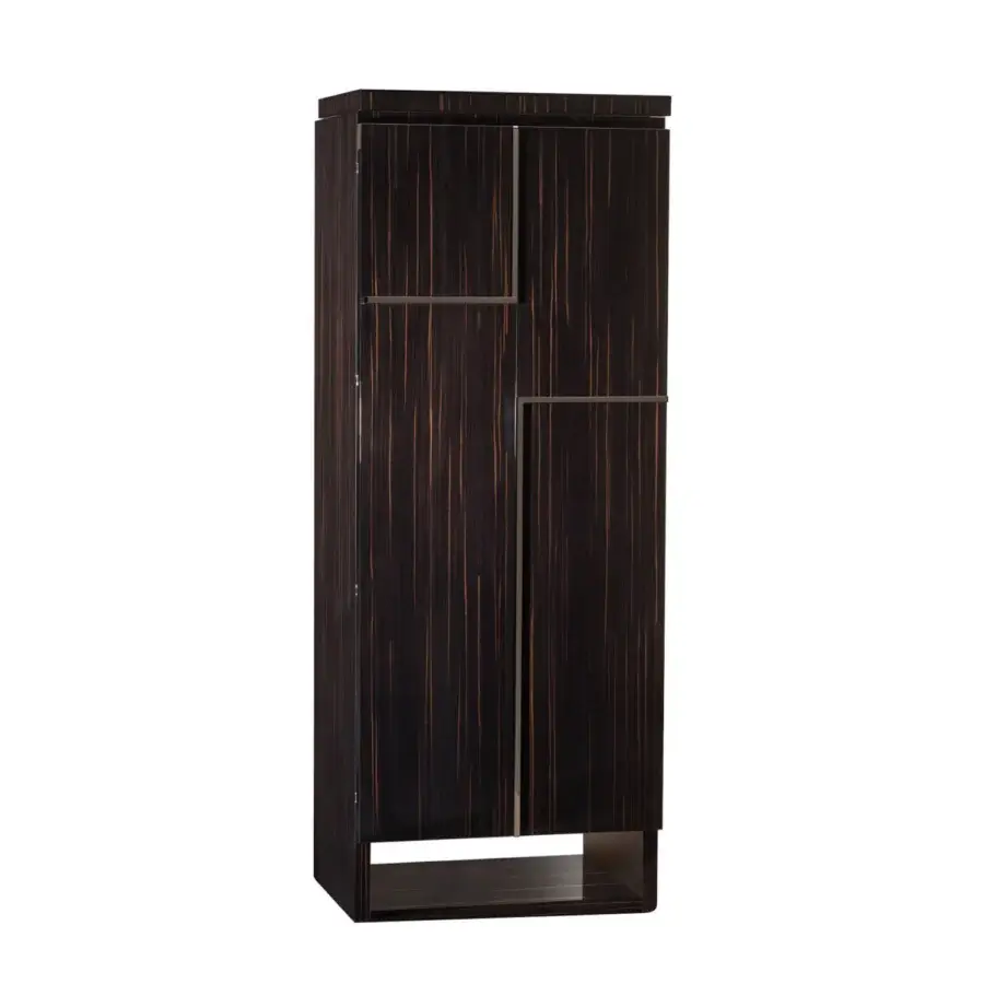 Sophisticated Agresti Gioia Moderno armoire in wood with glossy dark finish and vertical grain patterns
