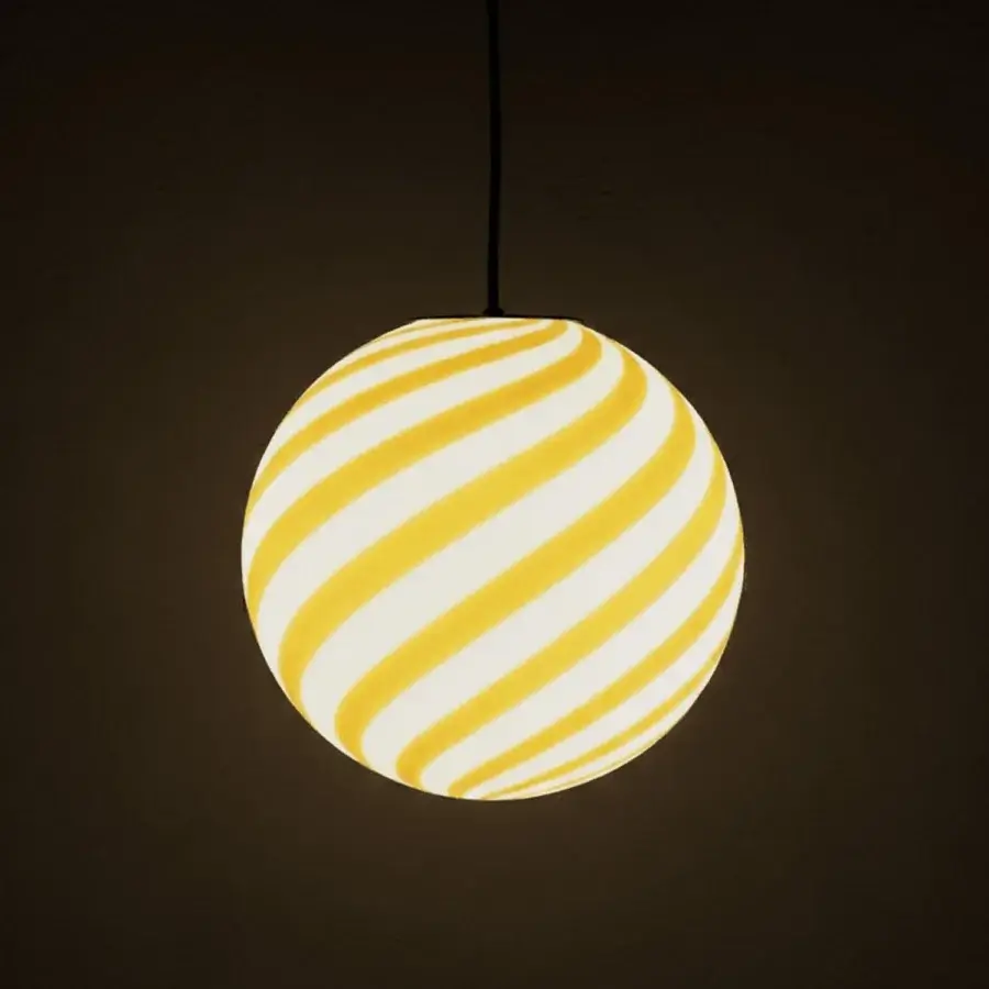 1295 Murano Candy Suspension Lamp - White & Yellow #2