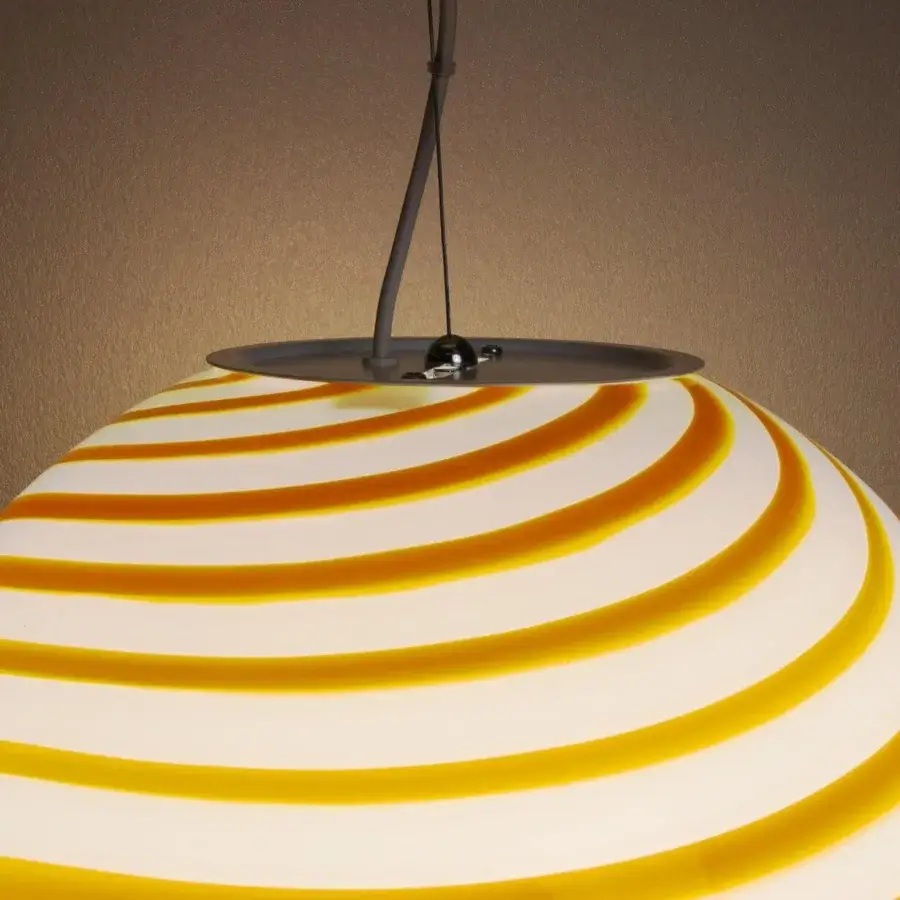 1295 Murano Candy Suspension Lamp - White & Yellow #4