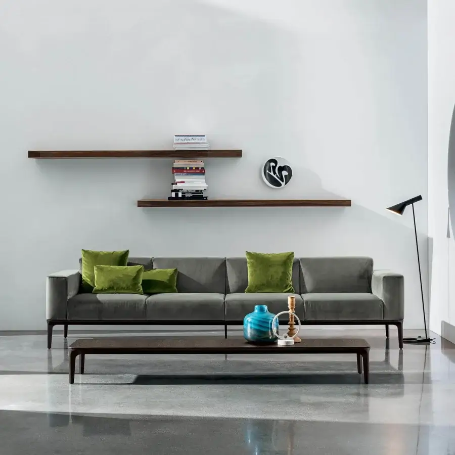 Captivating Sovet Italia Magda shelf with a steel structure and high-end dark brown ceramic cover