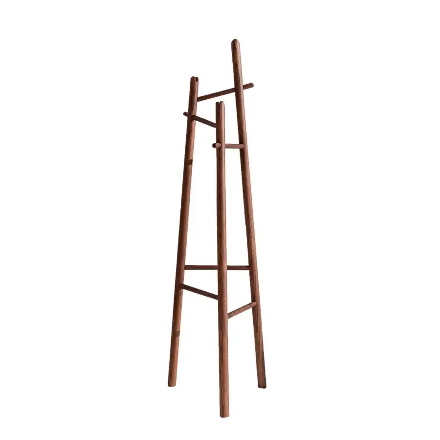 Elegant Sovet Italia Sakti coat stand crafted in natural ash wood with a smooth matte brown finish