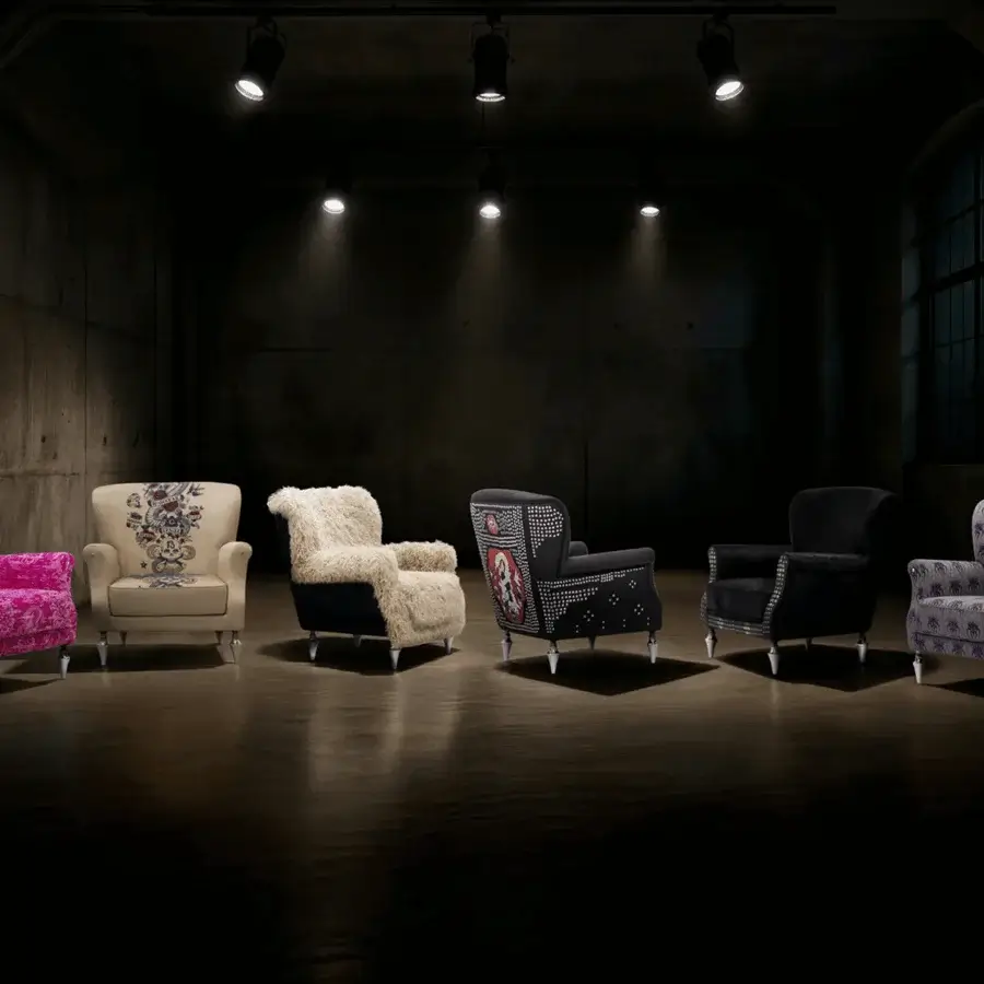 JR Home by John Richmond PURPLE ORCHID RAIN Lounge Chair #6