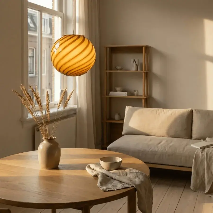 1295 Murano Candy Suspension Lamp - Honey Yellow #7