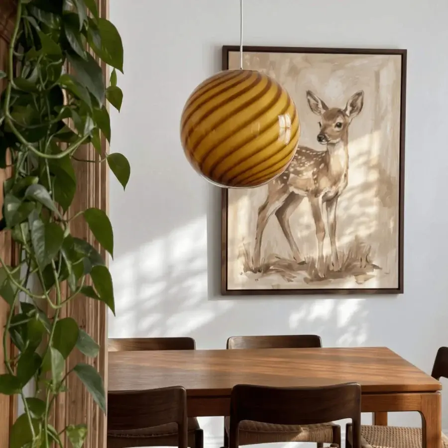1295 Murano Candy Suspension Lamp - Honey Yellow #12