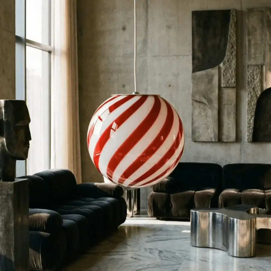 1295 Murano Candy Suspension Lamp - Wild Cherry #6