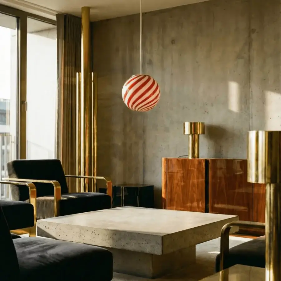 1295 Murano Candy Suspension Lamp - Wild Cherry #9