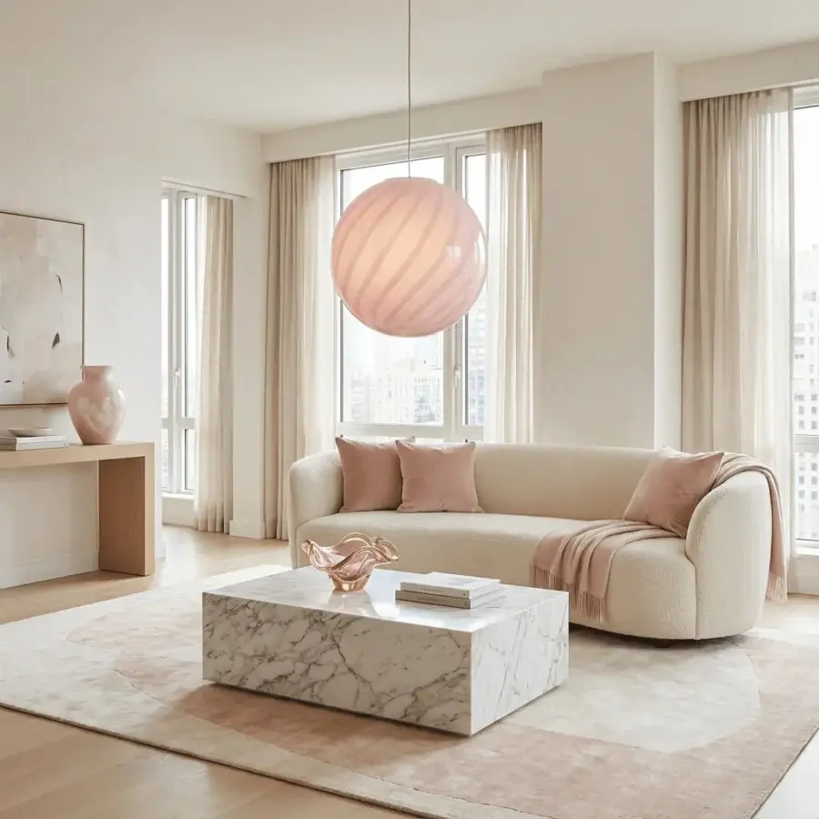 1295 Murano Candy Suspension Lamp - Marshmallow Pink #5