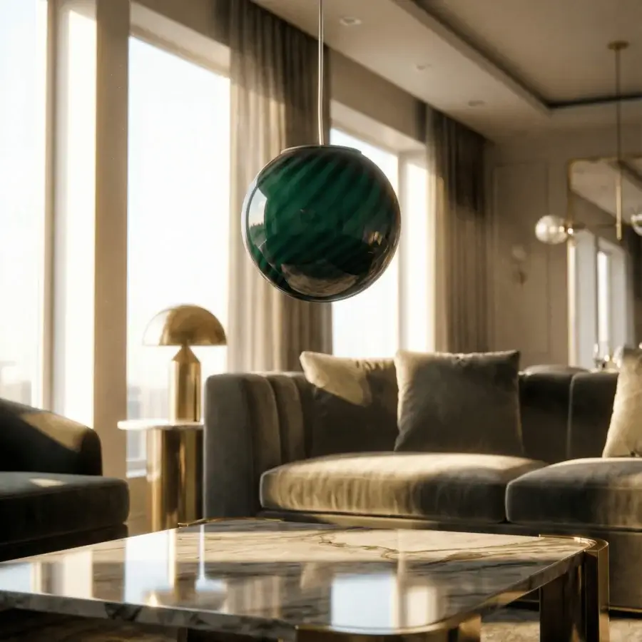 1295 Murano Candy Suspension Lamp - Sage Green #8