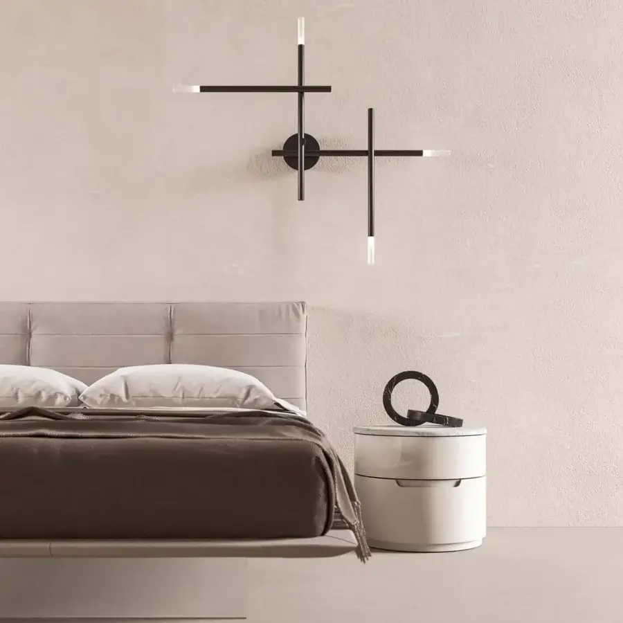 Distinguished Presotto Globo nightstand with curved plywood structure and marbled deluxe top in glossy white lacquer