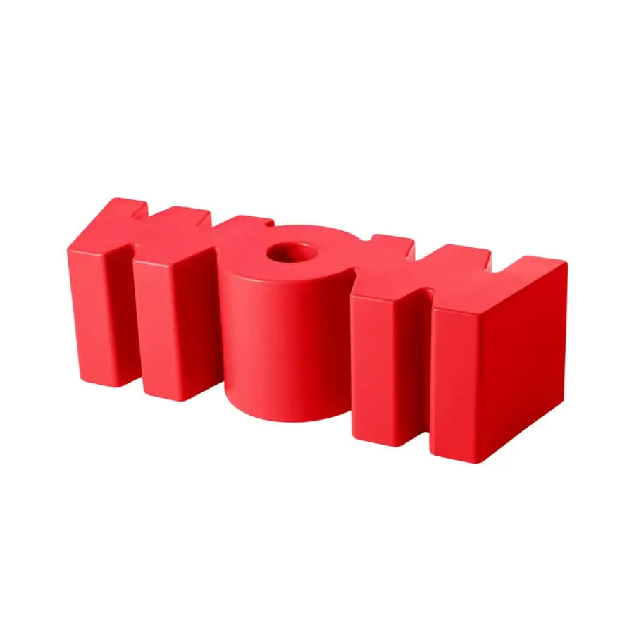 Sophisticated Slide Wow bench shaped from durable polyethylene featuring vibrant red hue alongside matte finish