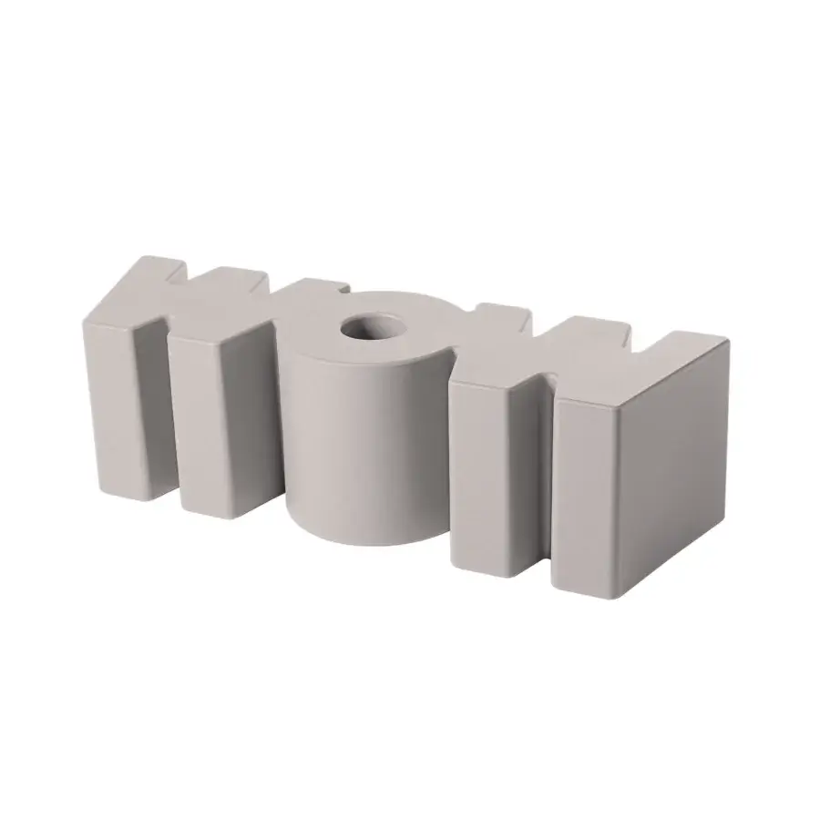 Sleek Slide Wow bench in light gray polyethylene featuring single piece molded construction with monochromatic finish