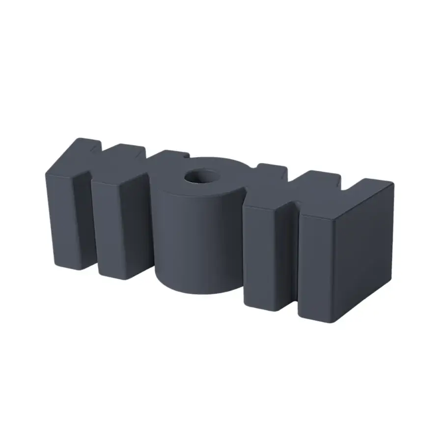 Luxury Slide Wow bench in dark gray polyethylene with a sculptural monoblock silhouette and clean matte finish