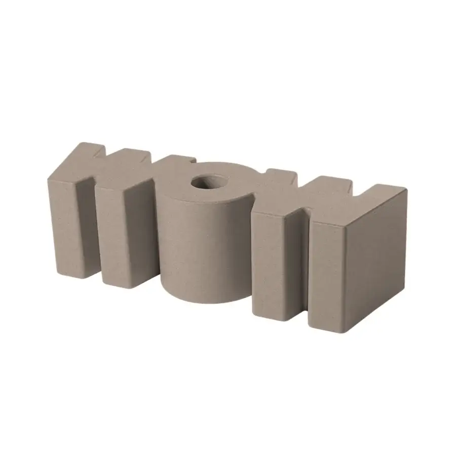 Sophisticated Slide Wow bench in neutral taupe polyethylene featuring a matte textured continuous sculptural silhouette