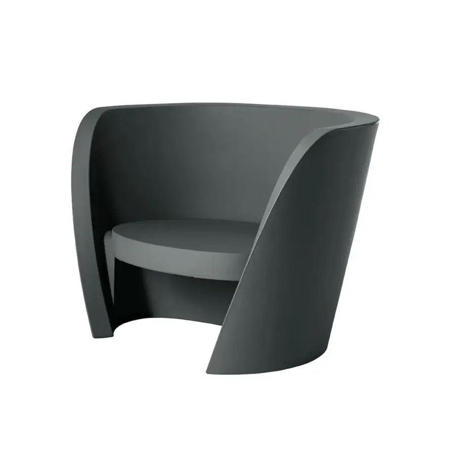Luxury Slide Rap Lounge chair in dark charcoal gray polyethylene with a sophisticated matte slightly textured finish