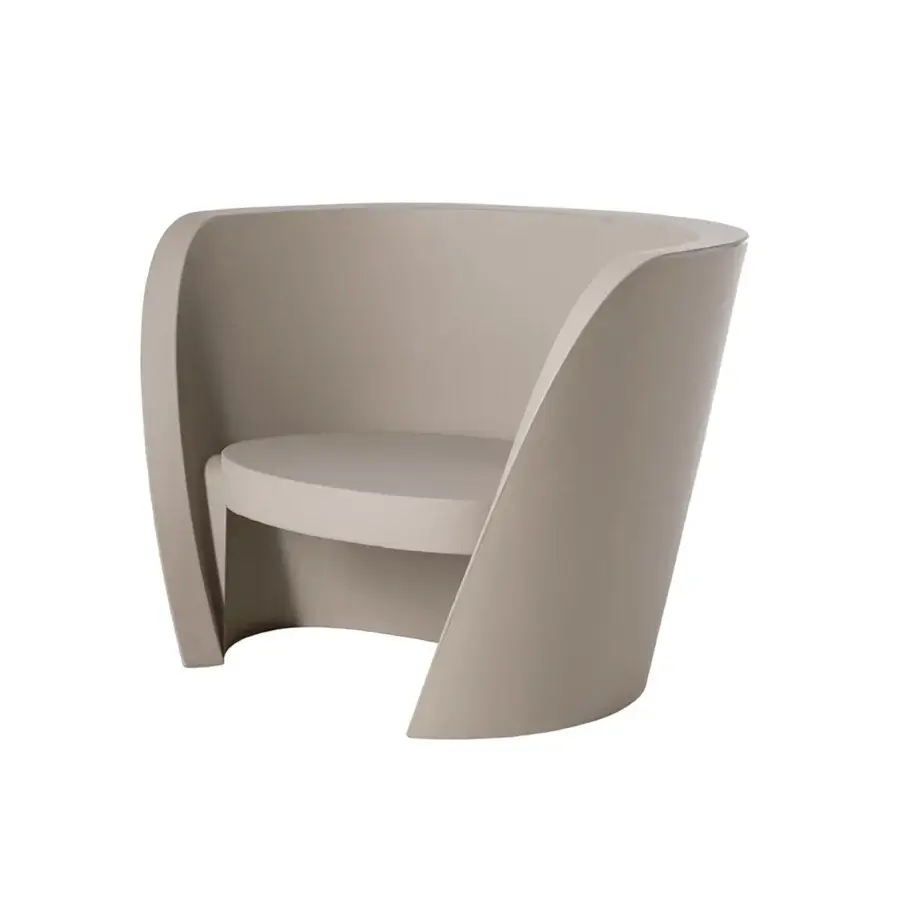 Luxury Slide Rap lounge chair crafted from taupe polyethylene featuring a matte textured finish