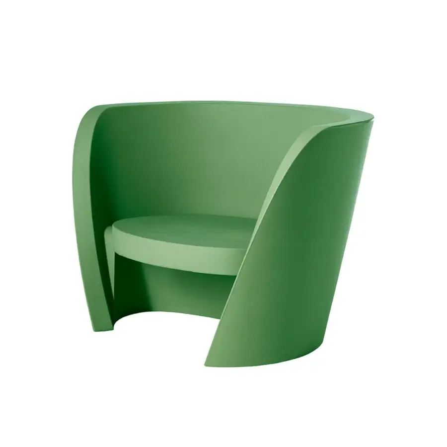 Luxury Slide Rap lounge chair in green polyethylene with matte finish