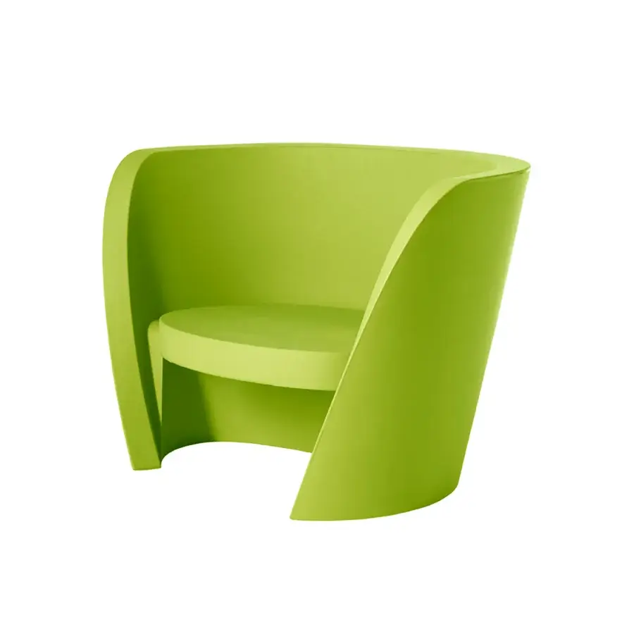 Elegant Slide Rap lounge chair crafted from lime green polyethylene with a smooth matte finish and rounded silhouette