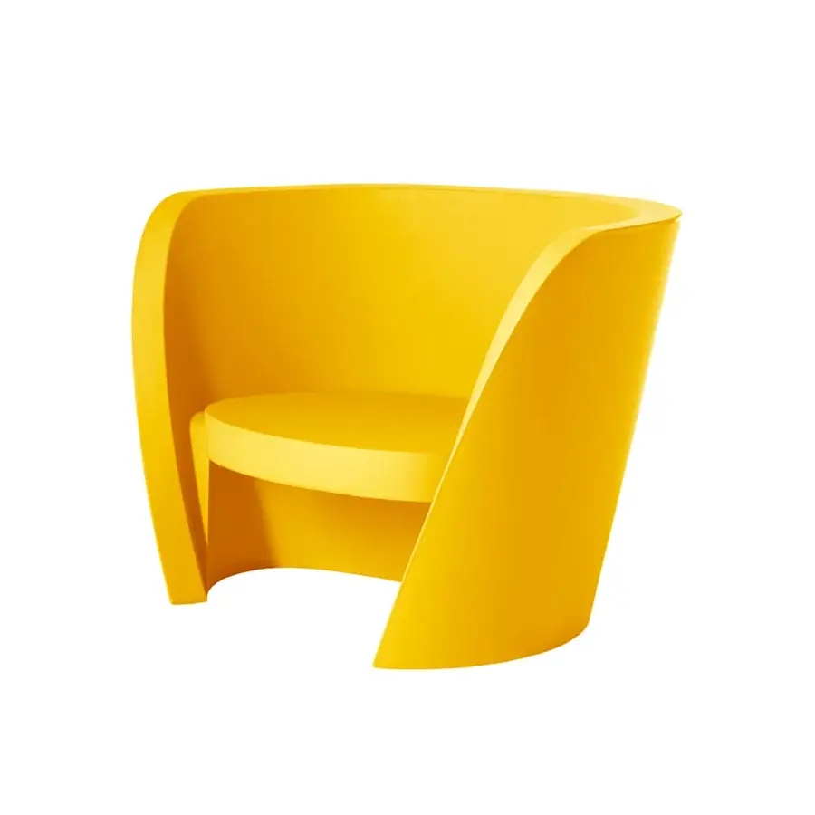 Luxury Slide Rap lounge chair in vibrant saturated yellow polyethylene with a smooth matte finish and organic silhouette