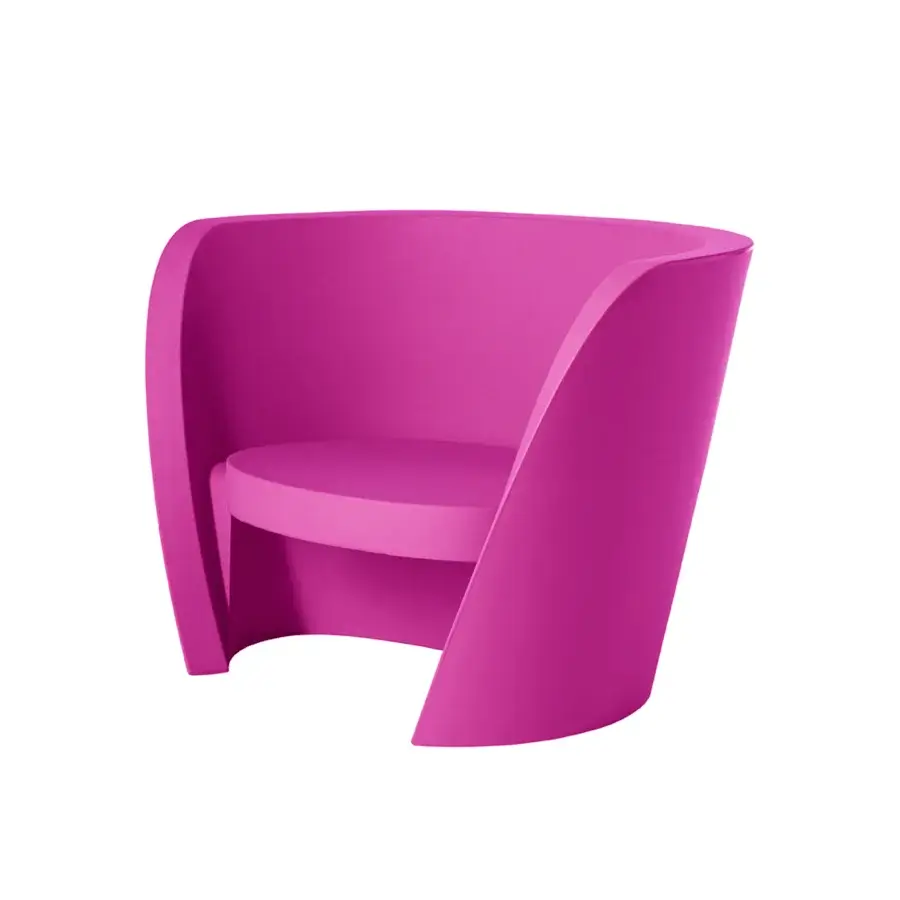 Luxury Slide Rap lounge chair crafted from magenta polyethylene with a sleek matte finish and fluid sculptural profile